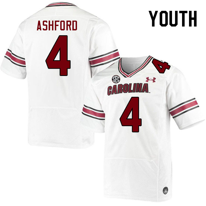 Youth #4 Robby Ashford South Carolina Gamecocks College Football Jerseys Stitched-White